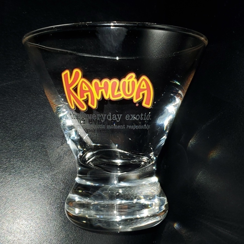 Kahlua TWO Clear glasses Kahlua the everyday exotic Logo Nice!